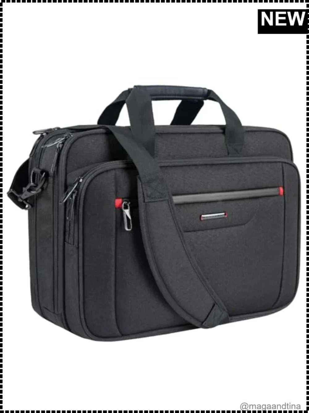 VANKEAN Expandable Laptop Briefcase 17.3 Inch Waterproof Canvas Travel Bag